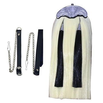 imperial-highland-supplies-artifical-long-horse-hair-sporran-white-with-2-black-tassels